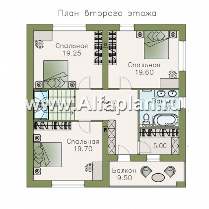 Проекты домов Альфаплан - «Заря» - уютный мансардный дом с балконом - превью плана проекта №2