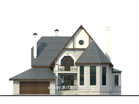 Проекты домов Альфаплан - «Ленский» - романтический дом  для большой семьи - превью фасада №1