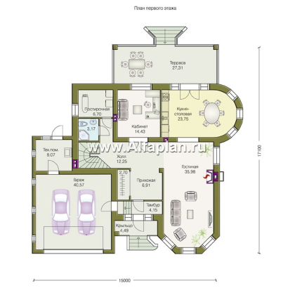 Проекты домов Альфаплан - «Ленский» - романтический дом  для большой семьи - превью плана проекта №1