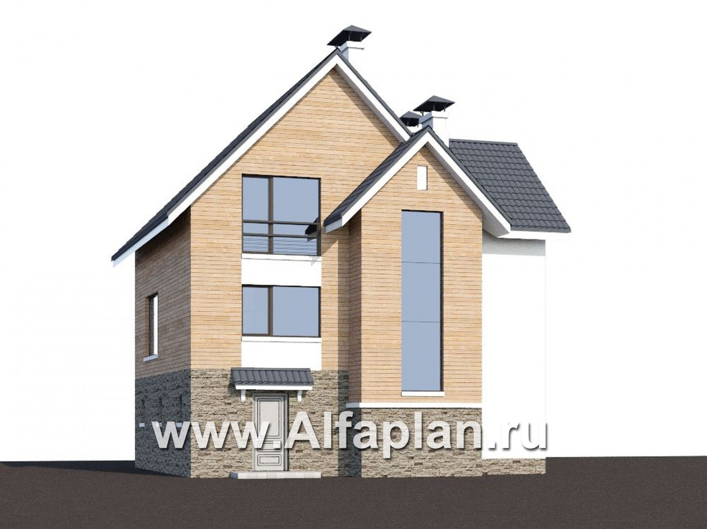 Проекты домов Альфаплан - «Сапфир» - трехэтажный дом с большим гаражом для маленького участка - дополнительное изображение №1