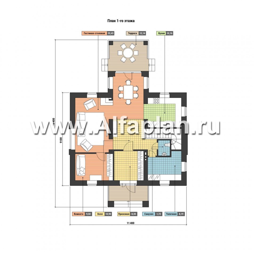 Проекты домов Альфаплан - Коттедж с мансардой в классическом стиле - изображение плана проекта №1