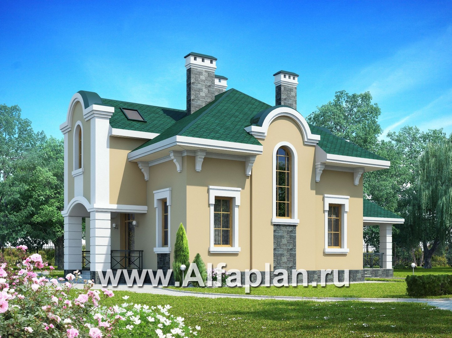 Проекты домов Альфаплан - Коттедж с мансардой в классическом стиле - дополнительное изображение №1