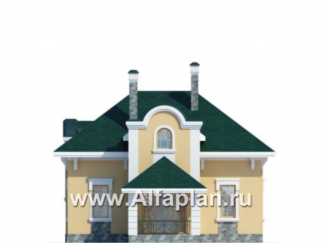 Проекты домов Альфаплан - Коттедж с мансардой в классическом стиле - превью фасада №3