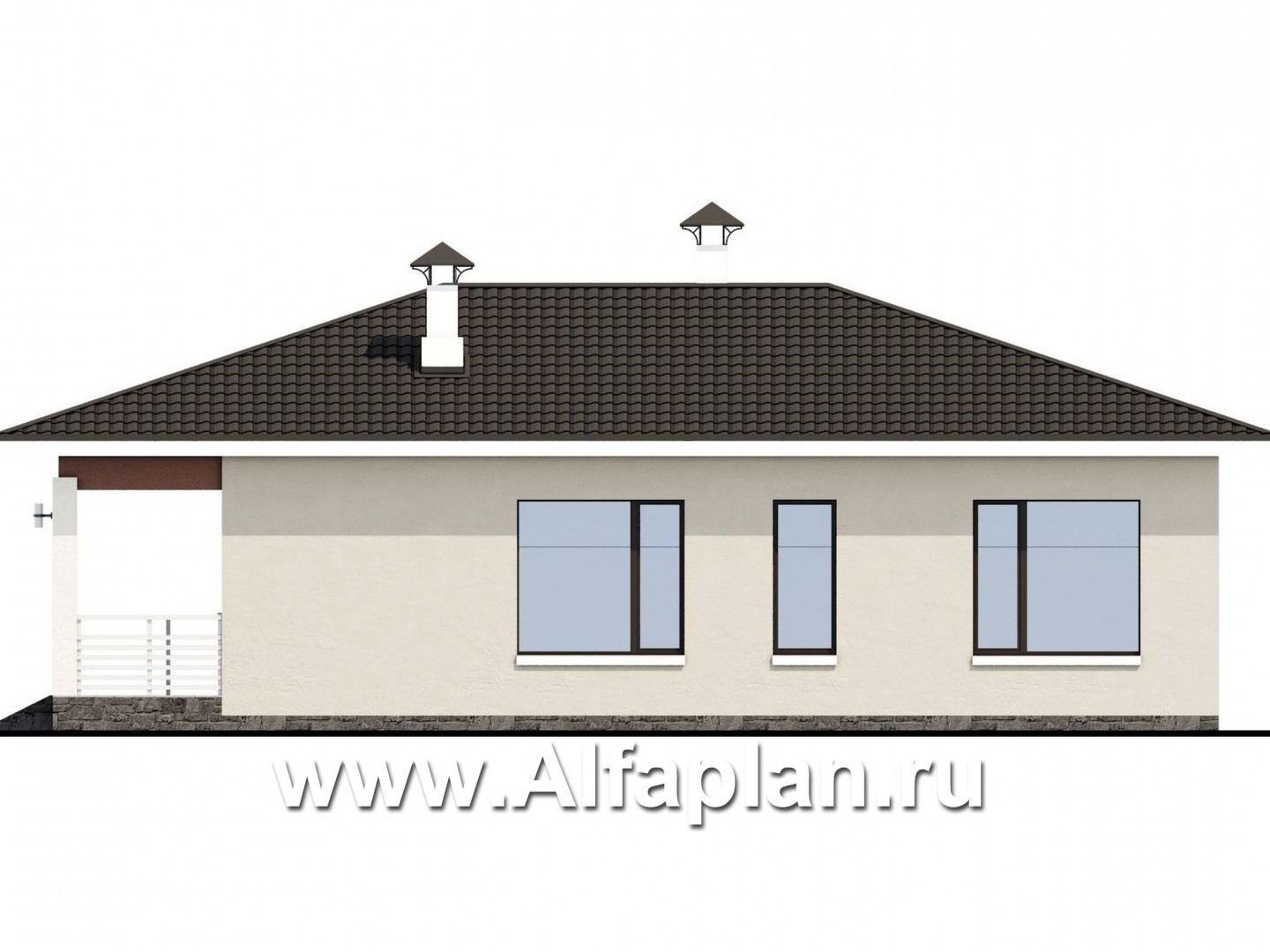 Проекты домов Альфаплан - «Мелета» - уютный одноэтажный дом с двумя спальнями - изображение фасада №2