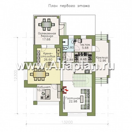 Проекты домов Альфаплан - «Золушка» - удобный и комфортный мансардный дом - превью плана проекта №1