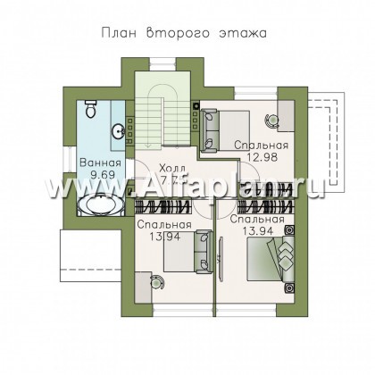 Проекты домов Альфаплан - «Сапфир» - недорогой компактный дом для маленького участка - превью плана проекта №3