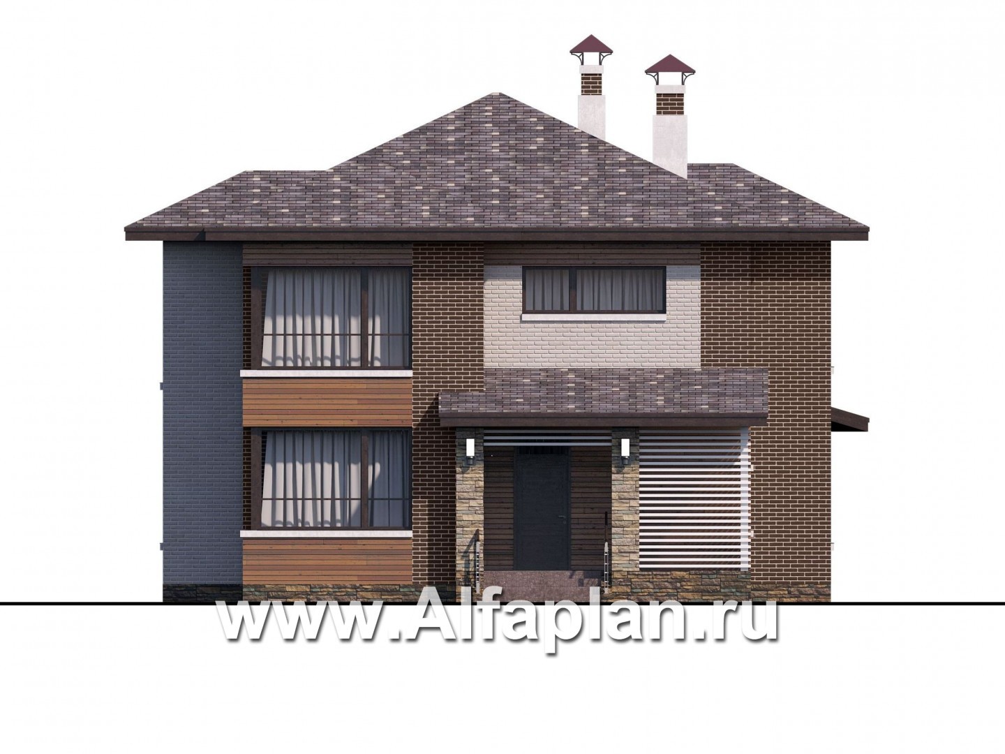 Проекты домов Альфаплан - «Эридан» - современный стильный дом с террасой - изображение фасада №1