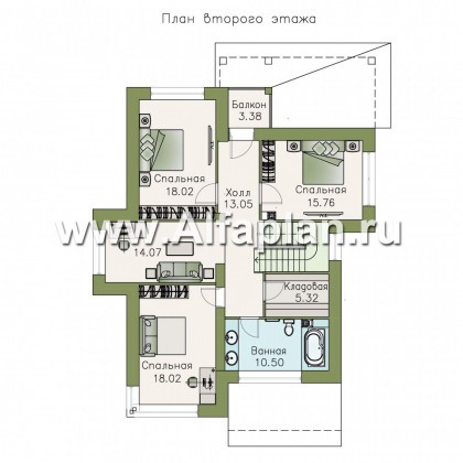 Проекты домов Альфаплан - «Эридан» - современный стильный дом с террасой - превью плана проекта №2