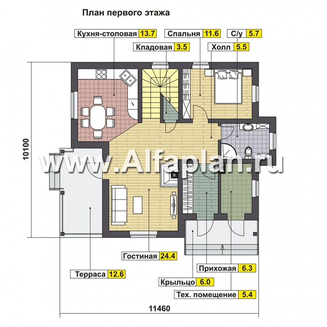 Проекты домов Альфаплан - Каркасный дом с комфортной планировкой - изображение плана проекта №1