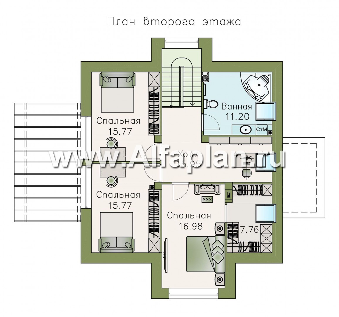 Проекты домов Альфаплан - «Альтаир» - современный мансардный дом - план проекта №2