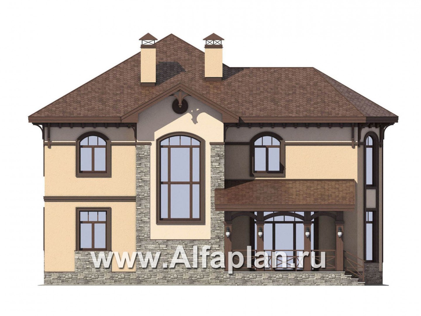 Проекты домов Альфаплан - Респектабельный двухэтажный дом - изображение фасада №4