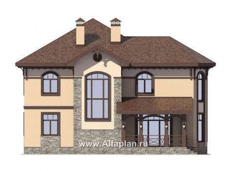 Проекты домов Альфаплан - Респектабельный двухэтажный дом - превью фасада №4