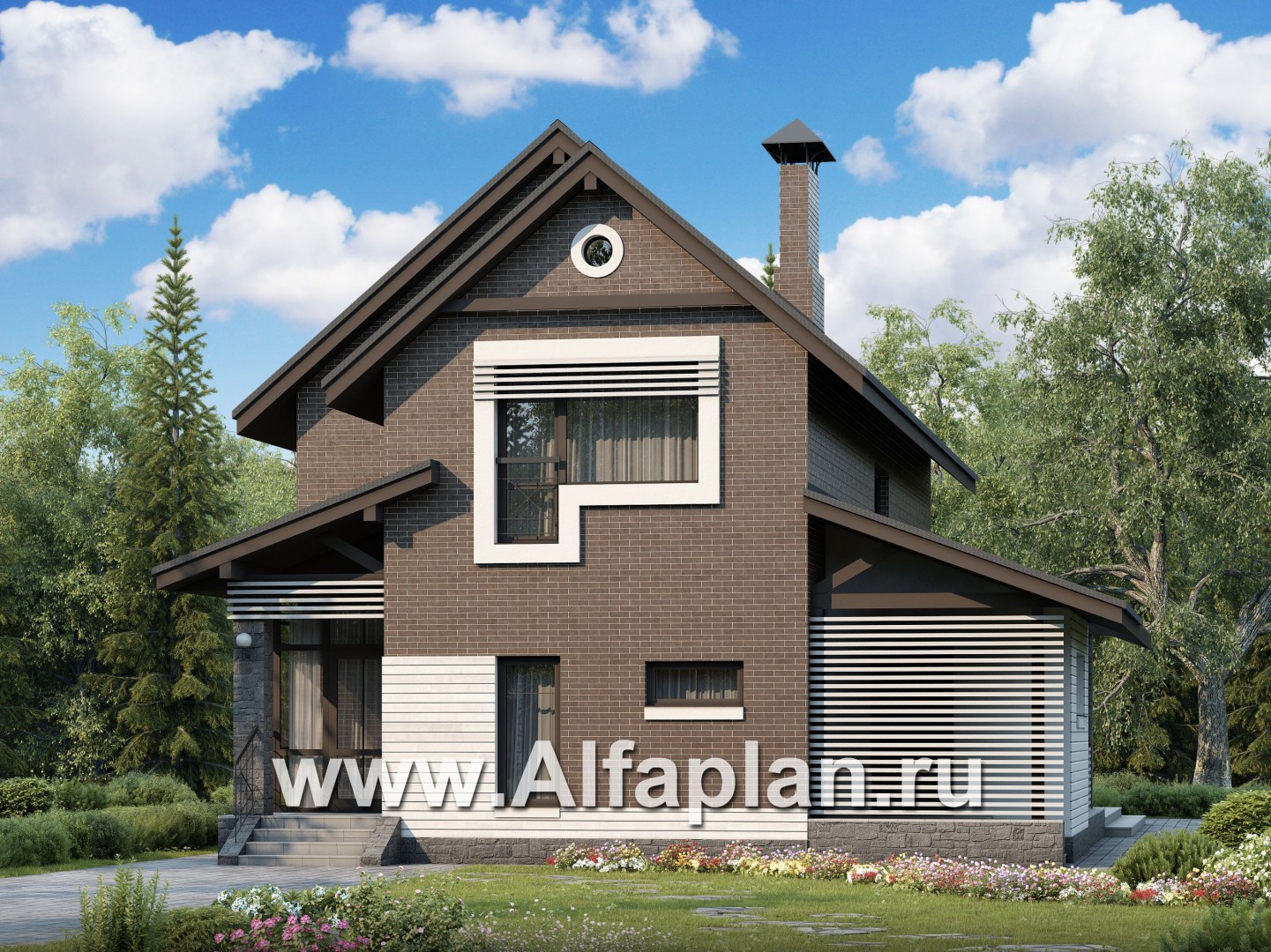 Проекты домов Альфаплан - «Эль-Ниньо» - современный дом с террасами - основное изображение