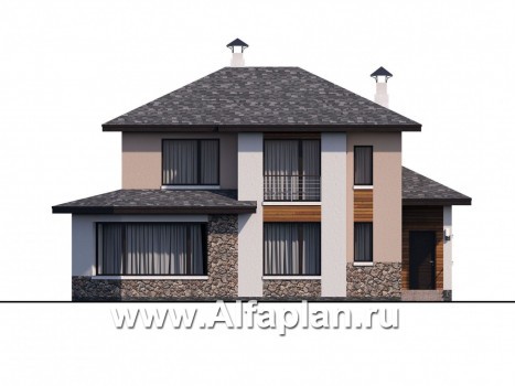 Проекты домов Альфаплан - «Стимул» - рациональный загородный дом с просторной гостиной - превью фасада №1