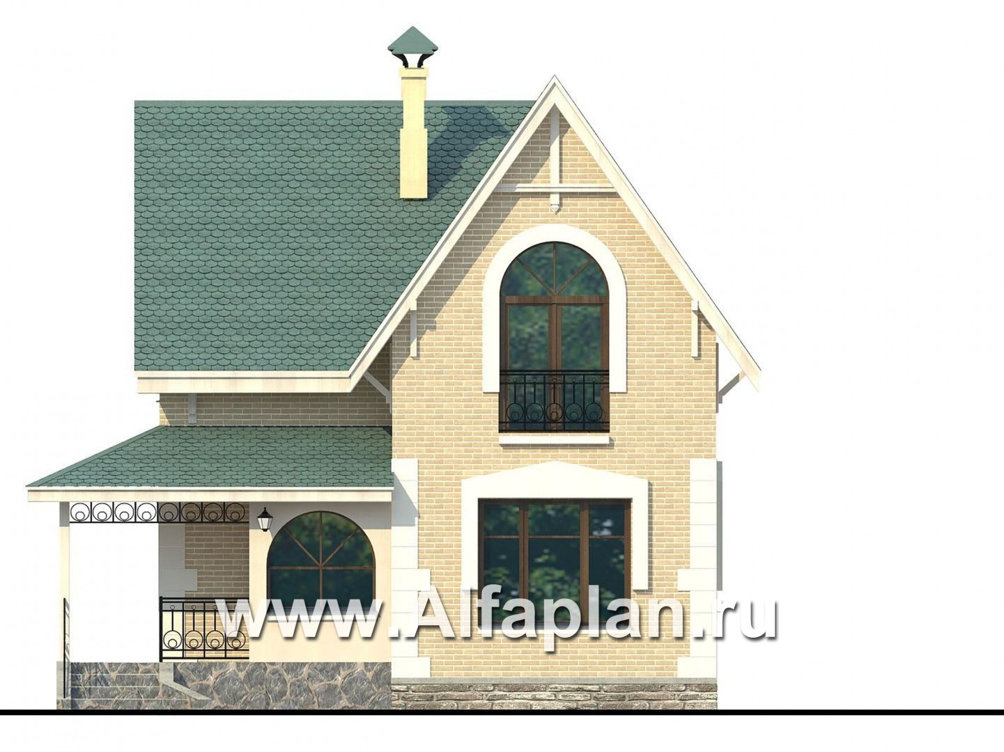Проекты домов Альфаплан - Дом из газобетона «Оптима» для загородного отдыха - изображение фасада №1