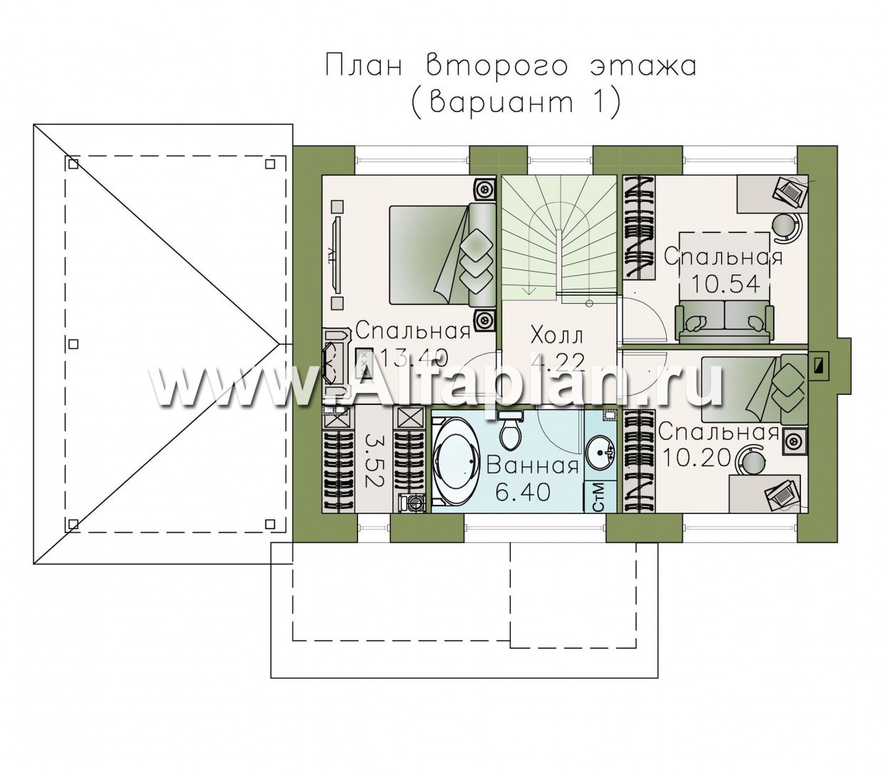 Проекты домов Альфаплан - Кирпичный дом «Карат» с гаражом навесом - изображение плана проекта №2