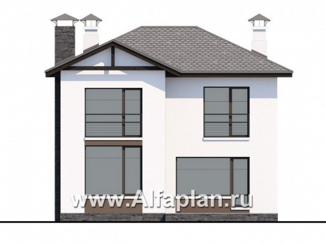 Проекты домов Альфаплан - Двухэтажный дом из кирпича «Панорама» - превью фасада №4