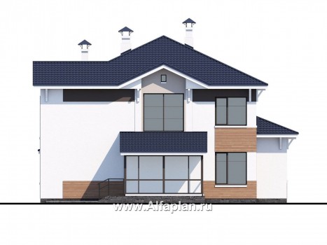 Проекты домов Альфаплан - «Мелодия света» - двухэтажный коттедж с эффектным интерьером - превью фасада №4