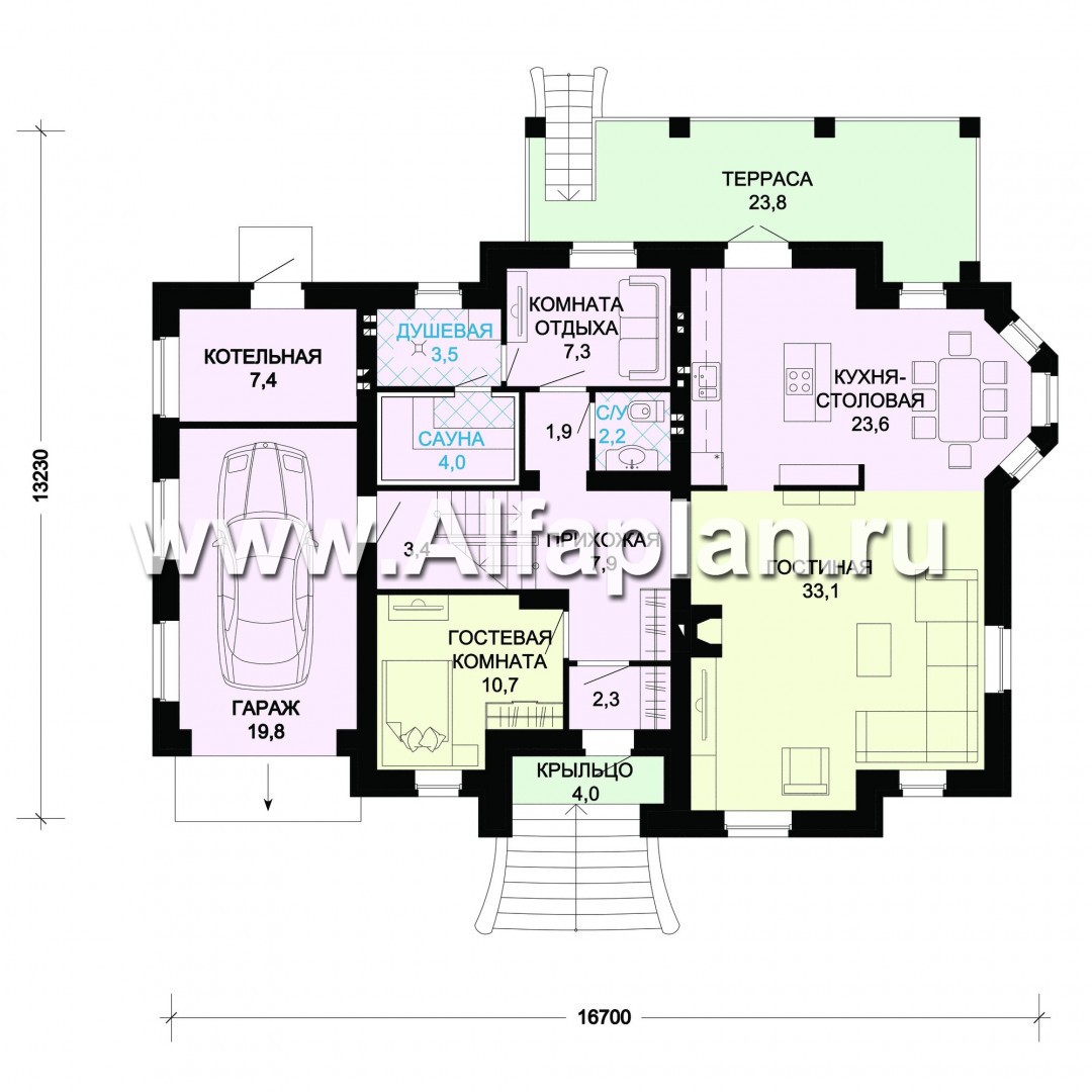 Проекты домов Альфаплан - Традиционный коттедж из газобетона - изображение плана проекта №1
