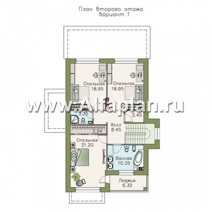 Проекты домов Альфаплан - «Новое время» - кирпичный коттедж для семьи с двумя детьми - превью плана проекта №2