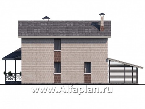 Проекты домов Альфаплан - Двухэтажный дом с эркером - превью фасада №4