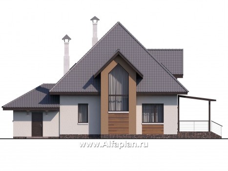 Проекты домов Альфаплан - «Гемма»  - современный мансардный дом - превью фасада №4