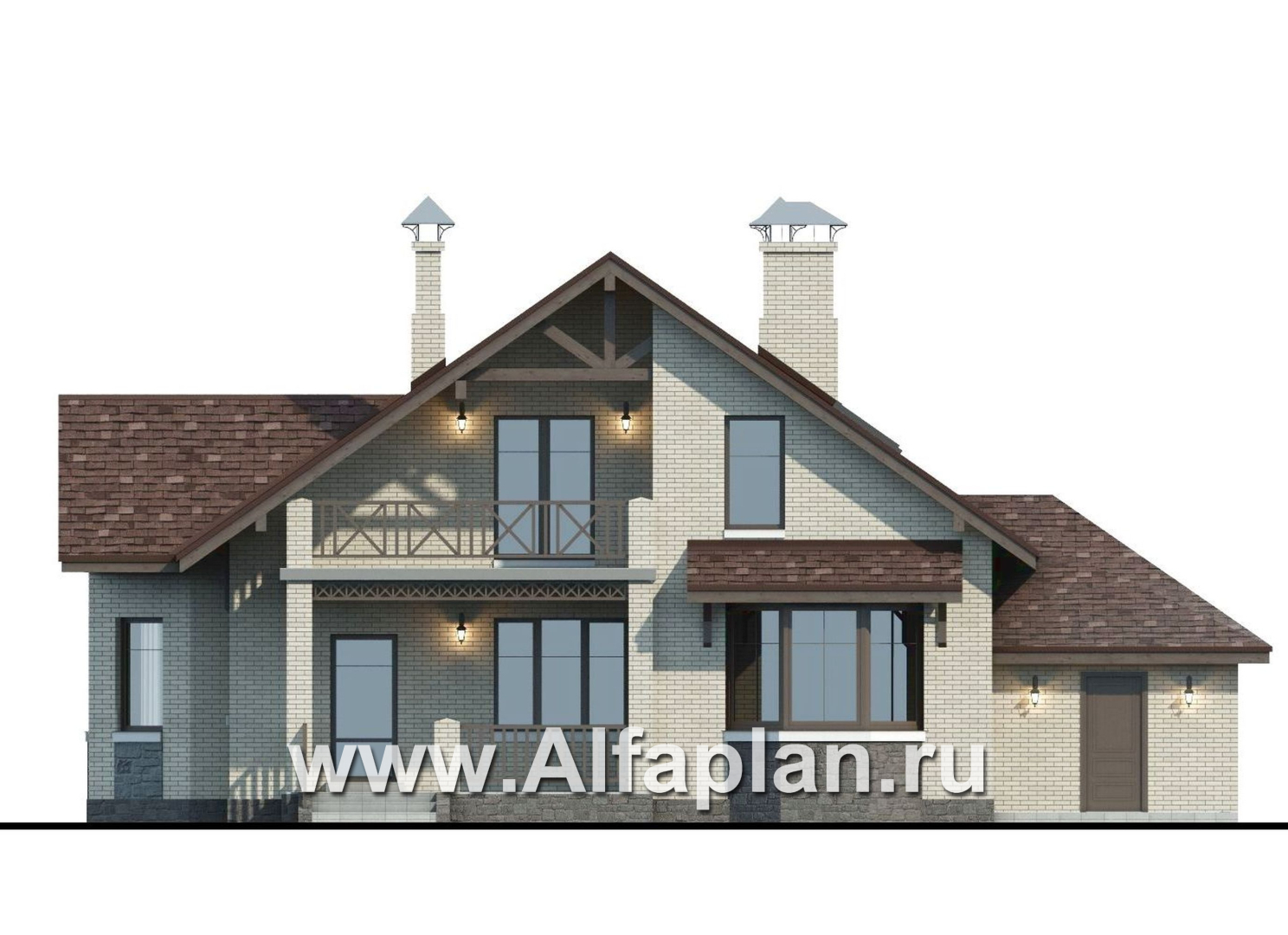 Проекты домов Альфаплан - «Зальцбург»- рациональный дом с навесом для машины - изображение фасада №4