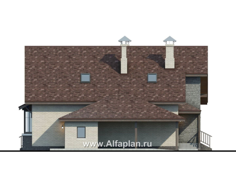 Проекты домов Альфаплан - «Зальцбург»- рациональный дом с навесом для машины - превью фасада №3