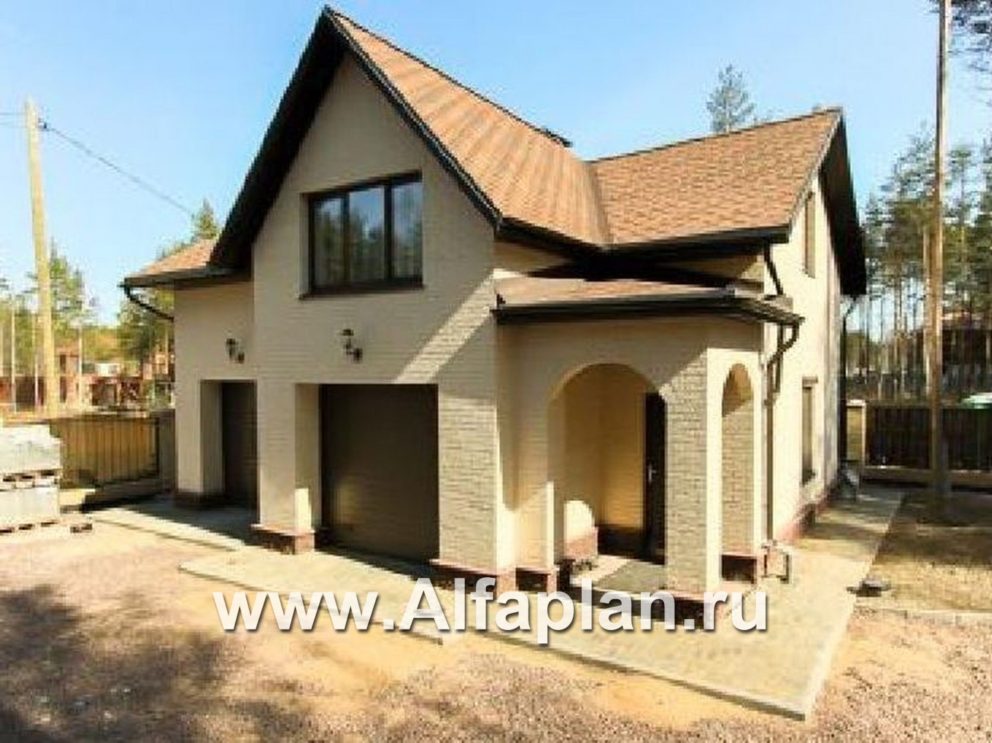 Проекты домов Альфаплан - Гостевой дом с гаражом на две машины - дополнительное изображение №1
