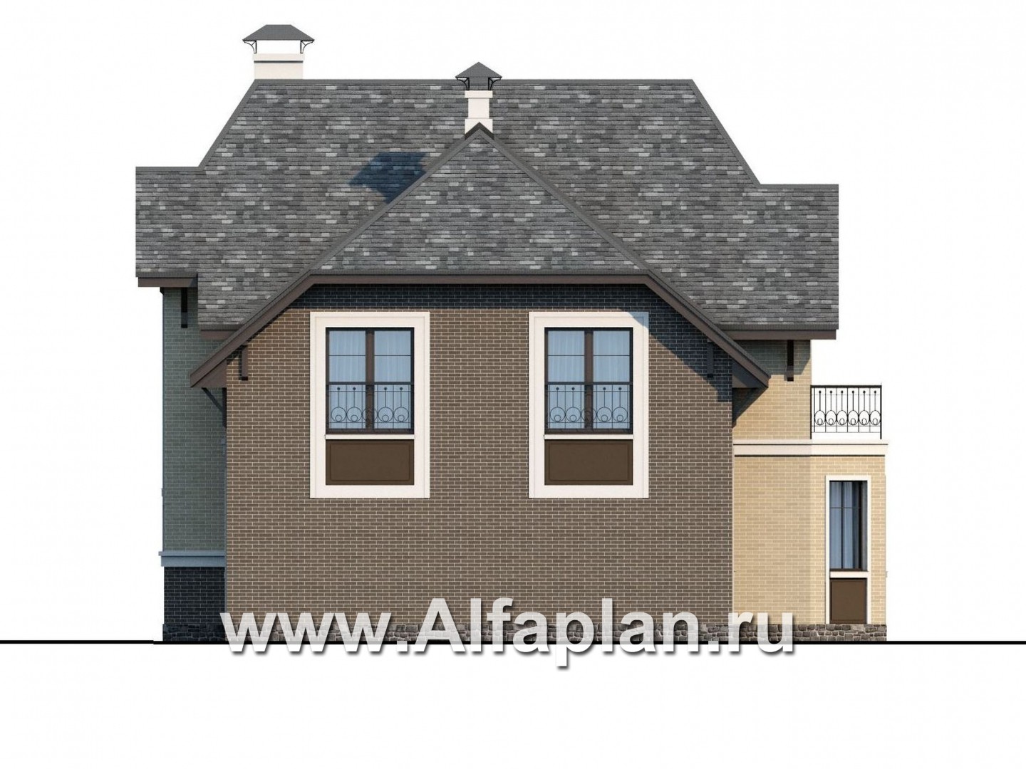 Проекты домов Альфаплан - «Ясная поляна» - удобный коттедж для большой семьи - изображение фасада №3