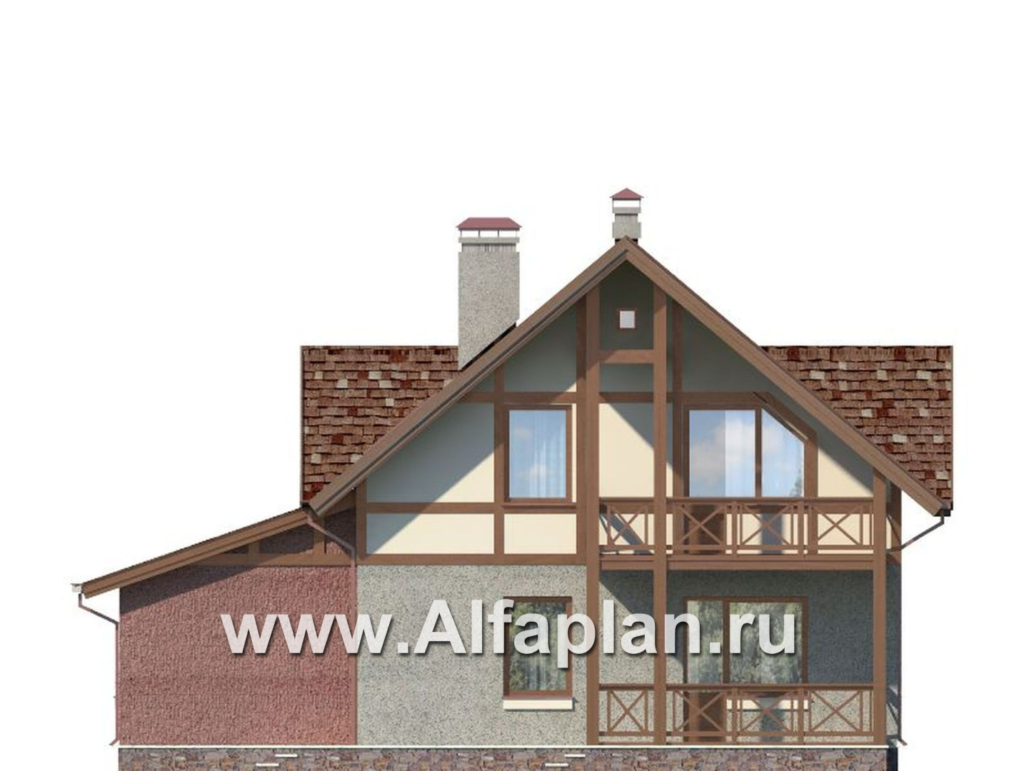 Проекты домов Альфаплан - Экономичный дом из газобетона - изображение фасада №2
