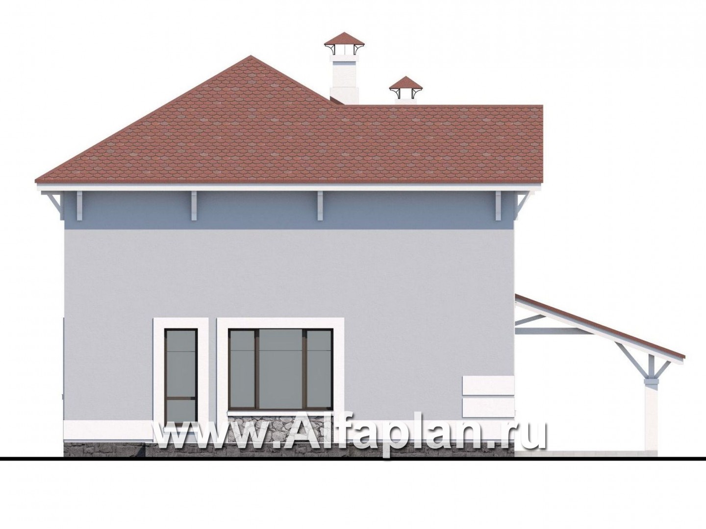 Проекты домов Альфаплан - «Линия жизни» - удобный дом для небольшой семьи - изображение фасада №4