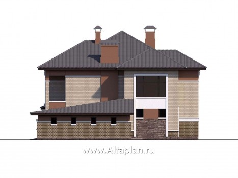 Проекты домов Альфаплан - «Тибр» — респектабельный двухэтажный особняк с гаражом - превью фасада №2