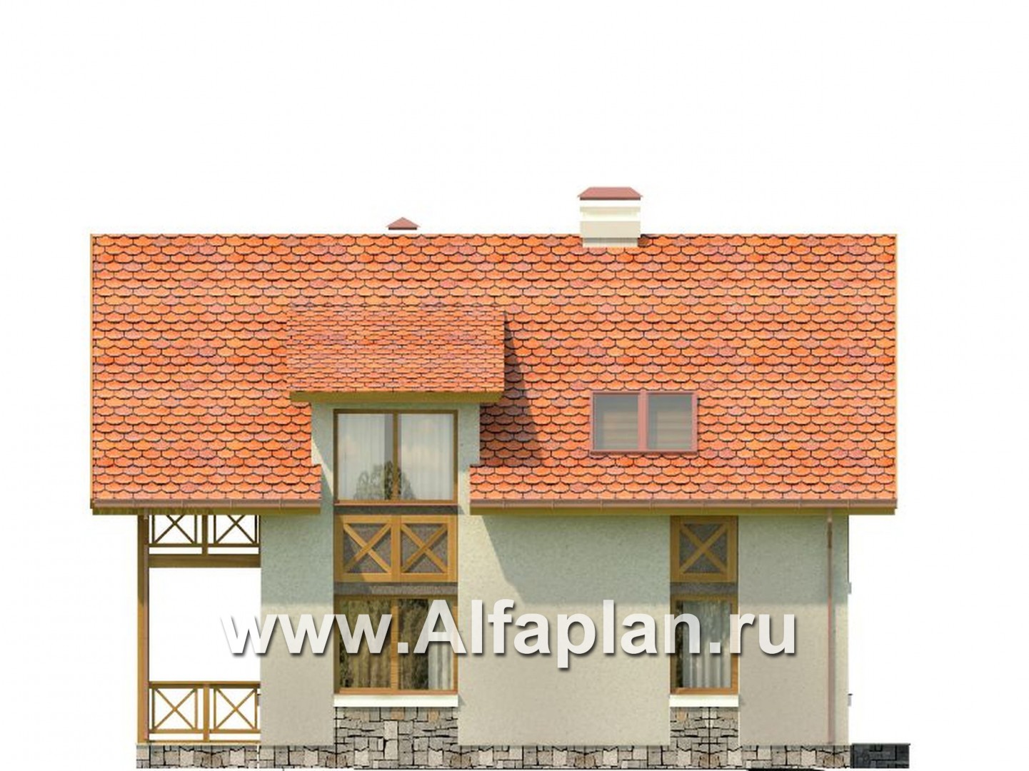 Проекты домов Альфаплан - Экономичный дом из газобетона - изображение фасада №4