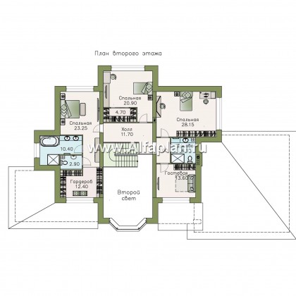 Проекты домов Альфаплан - «Сена» — респектабельный двухэтажный особняк с гаражом - превью плана проекта №2