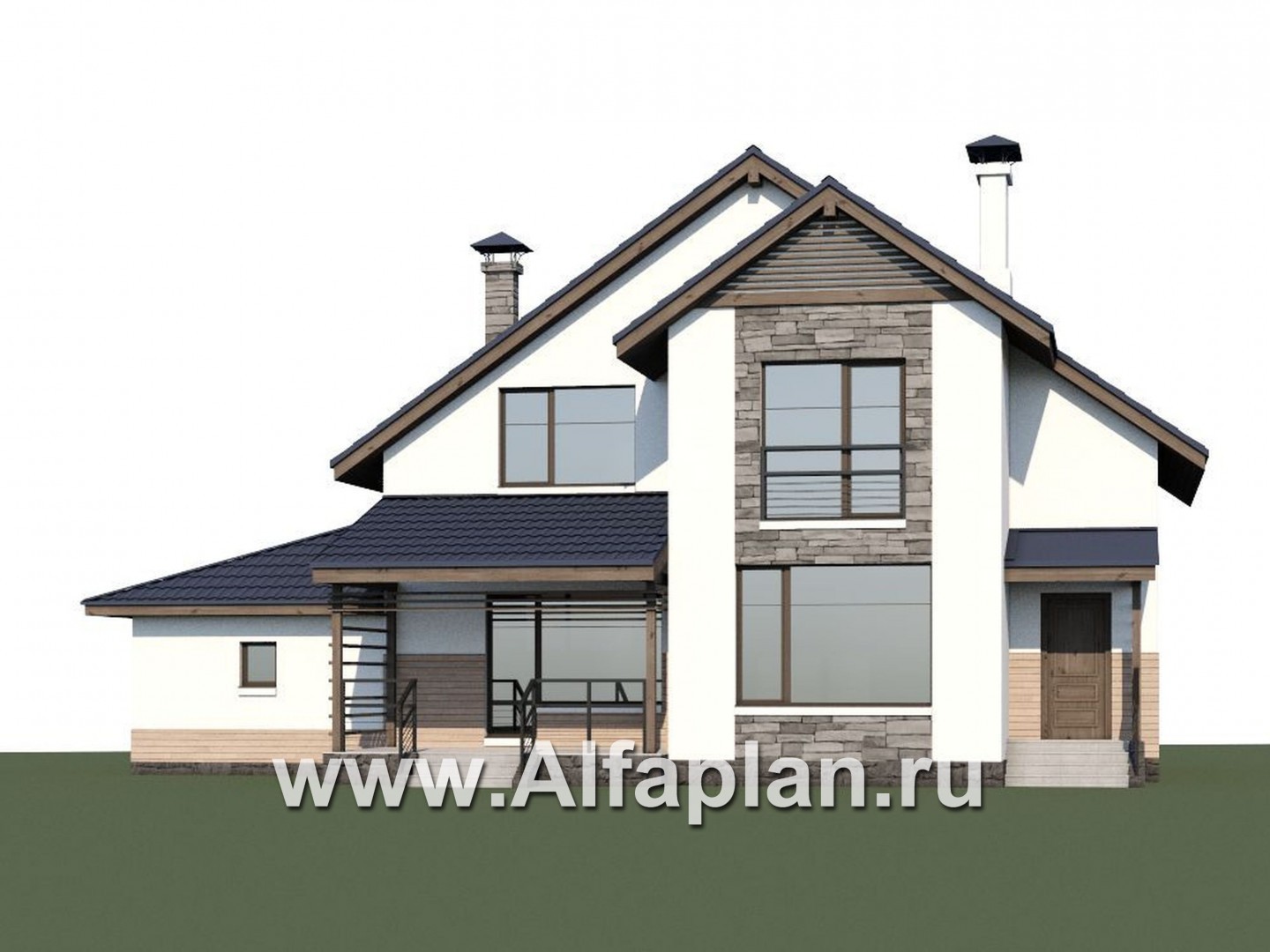 Проекты домов Альфаплан - «Территория комфорта» - современный дом - шале с гаражом - дополнительное изображение №1