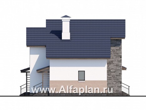Проекты домов Альфаплан - «Территория комфорта» - современный дом - шале с гаражом - превью фасада №4