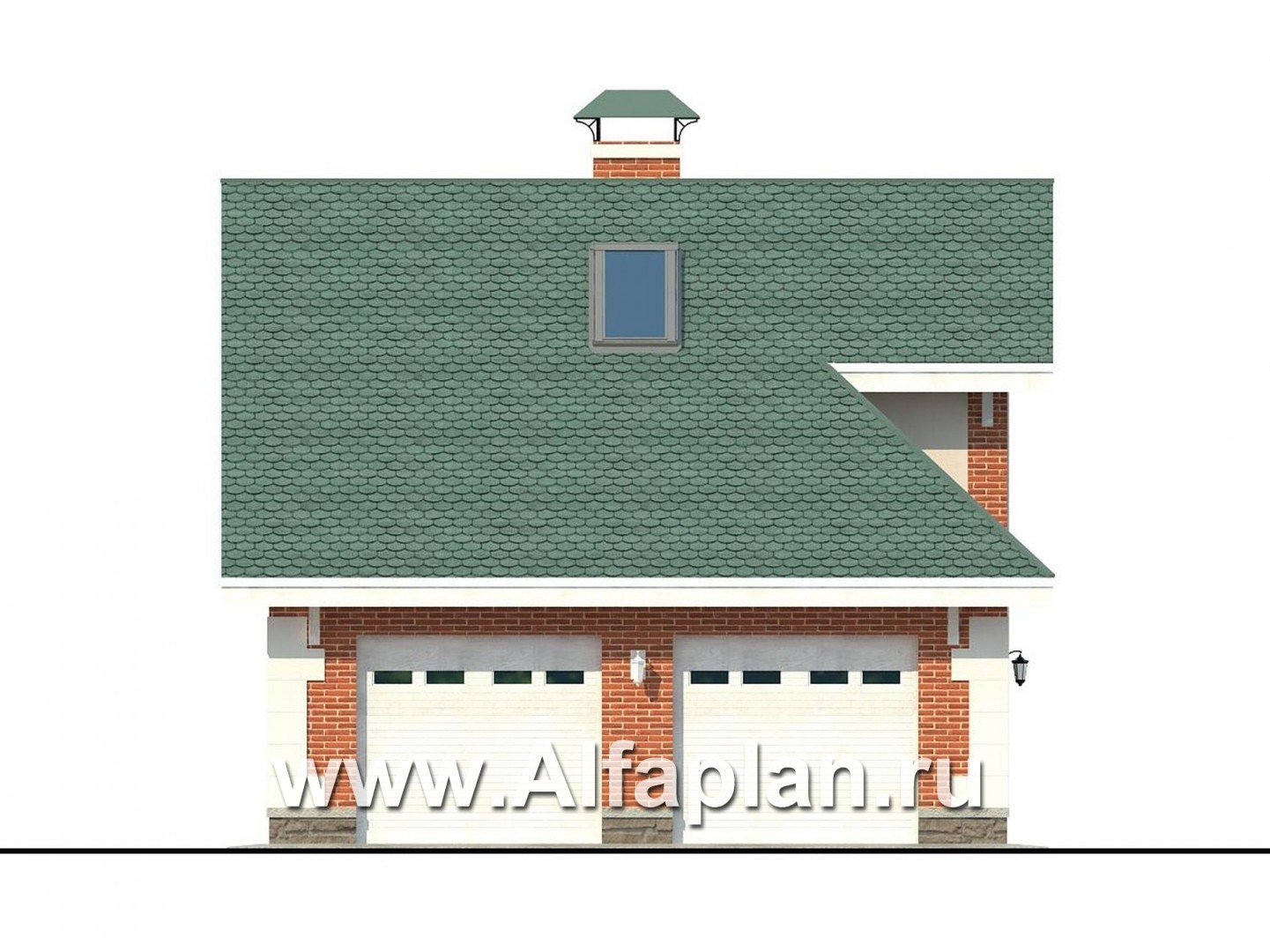 Проекты домов Альфаплан - Гараж со студией в мансарде - изображение фасада №3