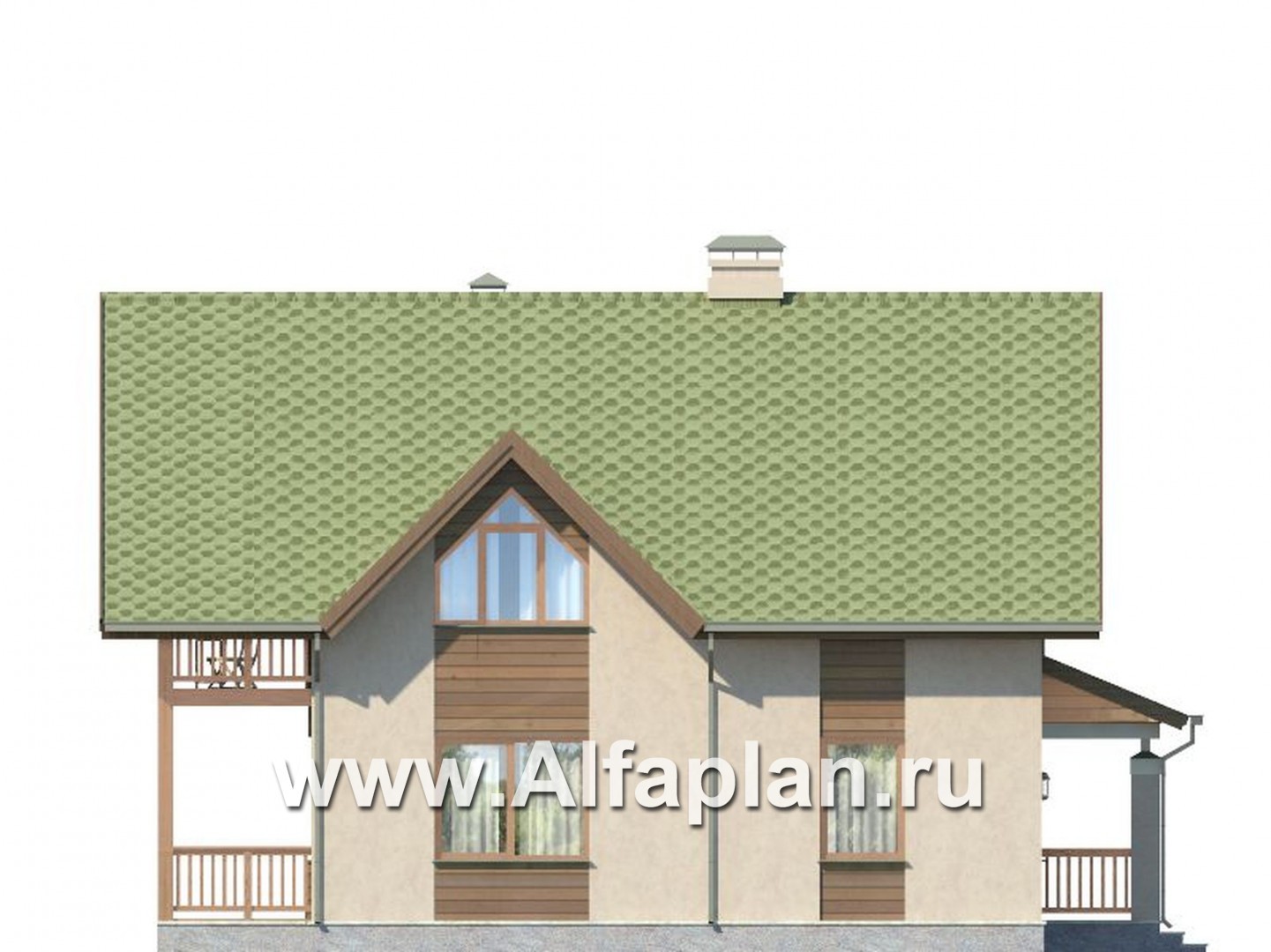 Проекты домов Альфаплан - Экономичный загородный дом с навесом для машины - изображение фасада №4