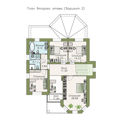 Проекты домов Альфаплан - «Clever» - классический коттедж с красивым эркером и террасой - превью плана проекта №3