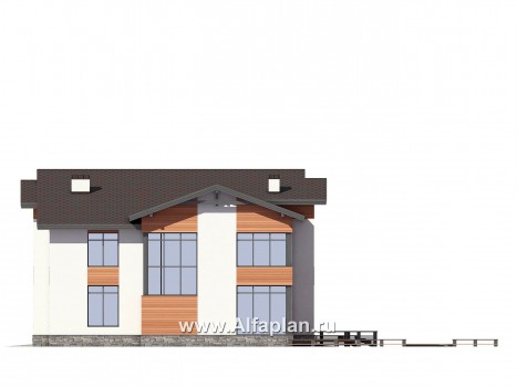 Проекты домов Альфаплан - Современный особняк с гаражом и большой террасой - превью фасада №2