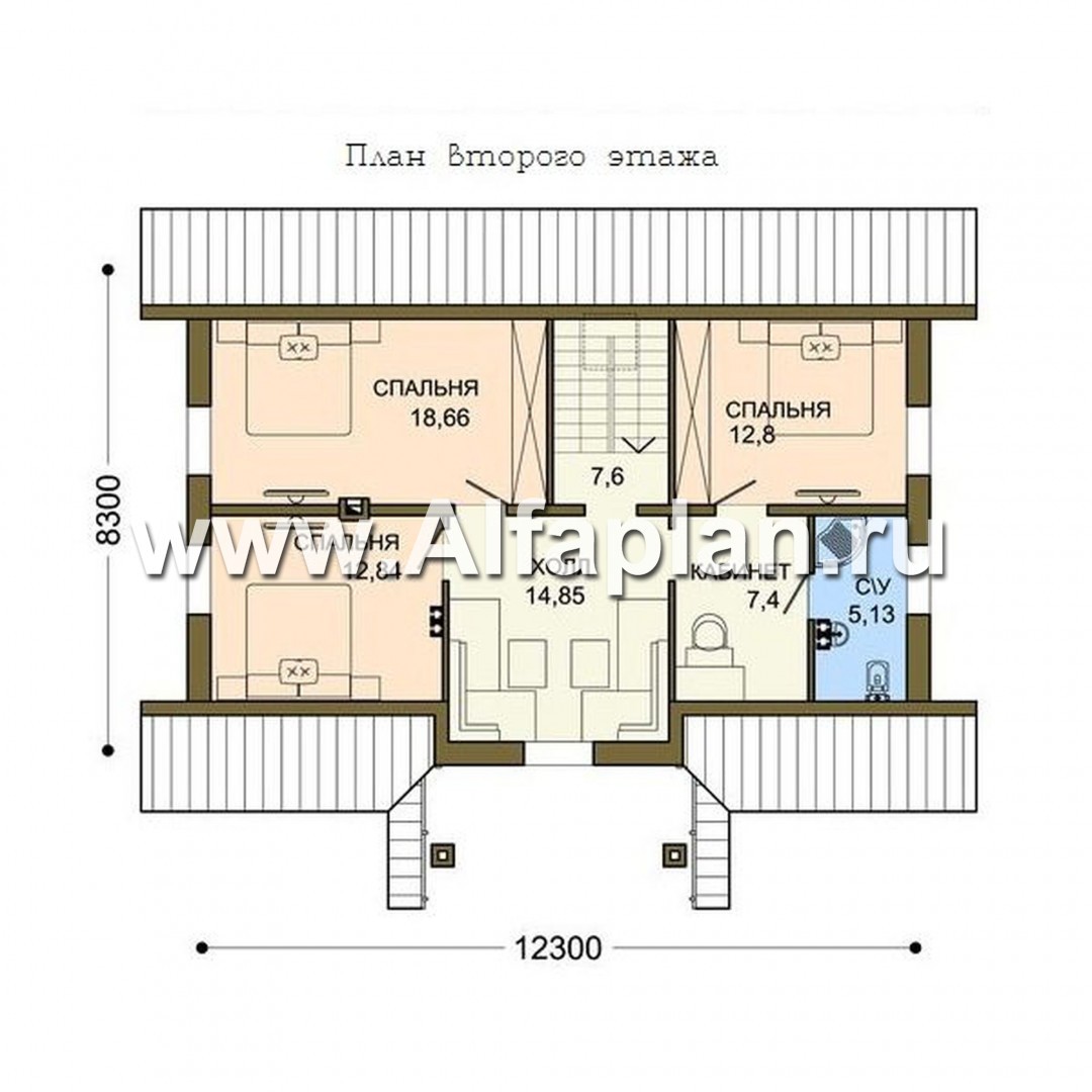 Проекты домов Альфаплан - Компактный мансардный дом из газобетона - план проекта №2