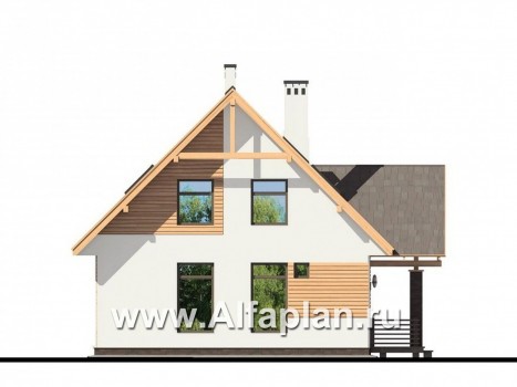 Проекты домов Альфаплан - Компактный мансардный дом из газобетона - превью фасада №4