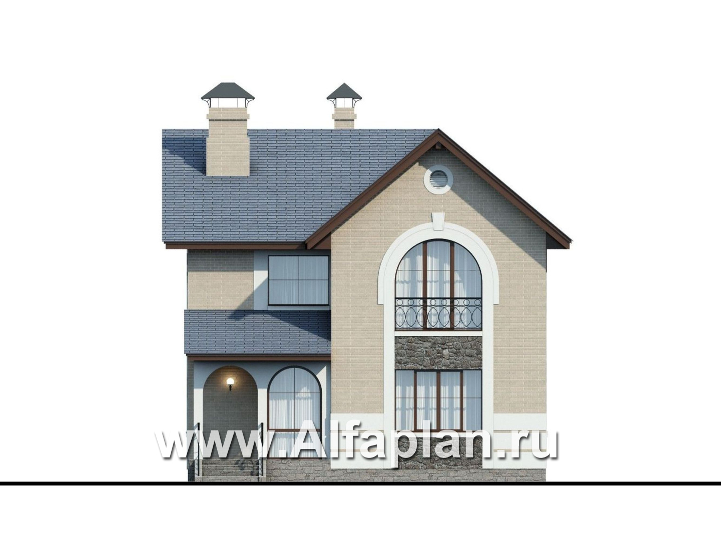 Проекты домов Альфаплан - «Монрепо» - компактный дом для узкого участка - изображение фасада №1