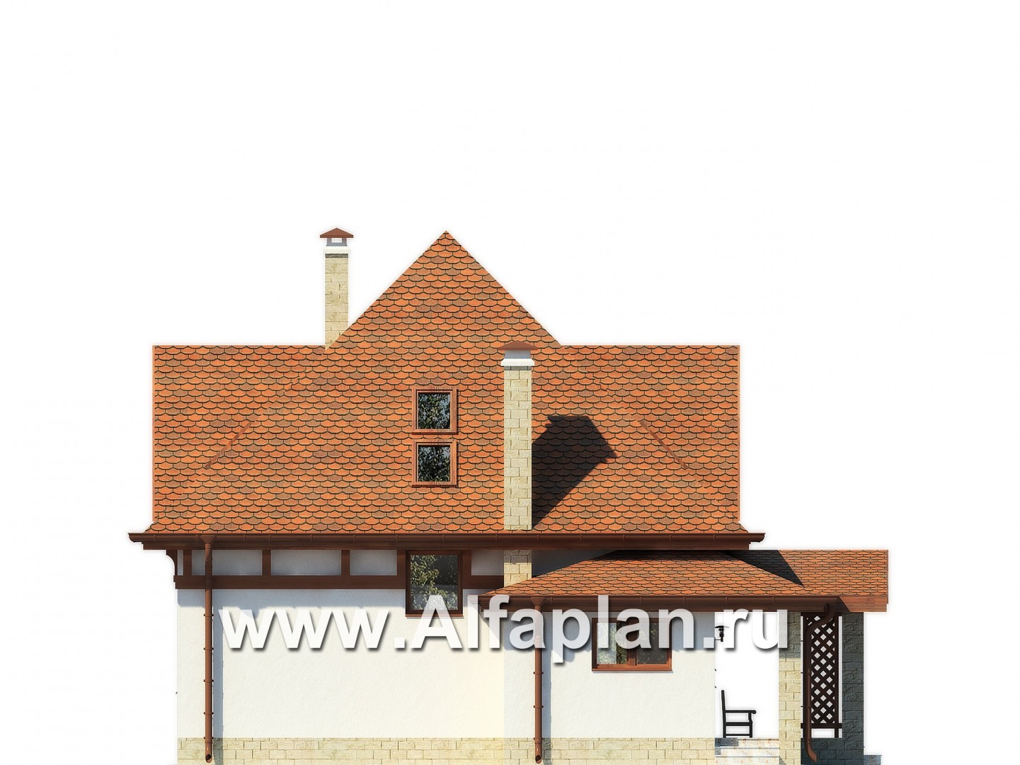 Проекты домов Альфаплан - Экономичный мансардный дом - изображение фасада №3