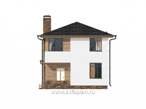 Проекты домов Альфаплан - Современный компактный двухэтажный дом - превью фасада №2