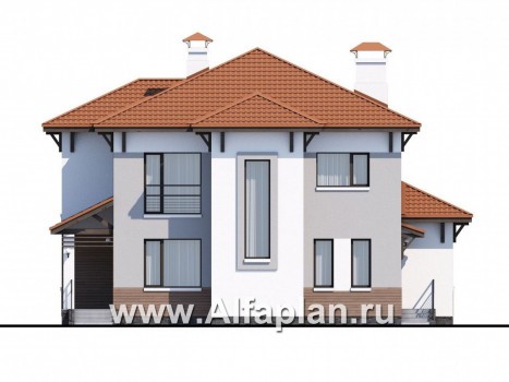 Проекты домов Альфаплан - «Эликсир» - современный коттедж с удобным входом и светлой прихожей - превью фасада №1