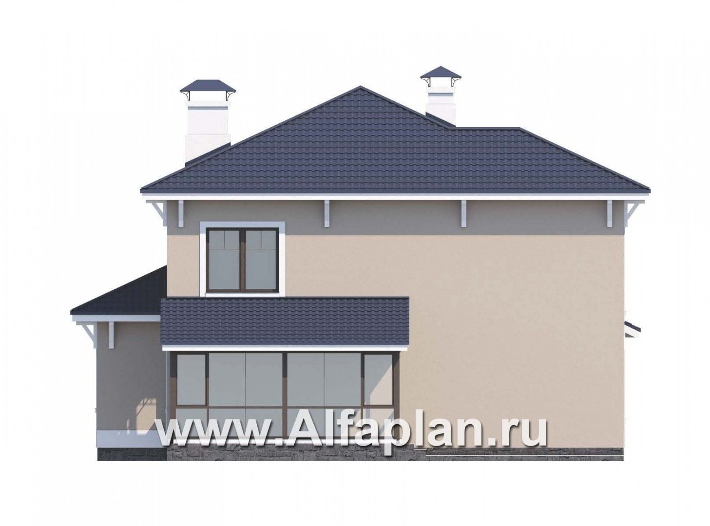 Проекты домов Альфаплан - «Эликсир» - изящный коттедж с входом с юга - изображение фасада №4