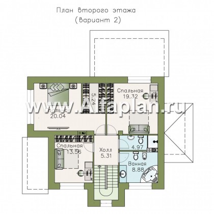 Проекты домов Альфаплан - «Эликсир» - изящный коттедж с входом с юга - превью плана проекта №3