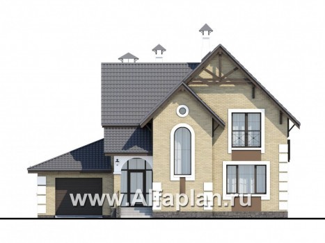 Проекты домов Альфаплан - «Приоритет» - коттедж с компактным планом и комфортной планировкой - превью фасада №1